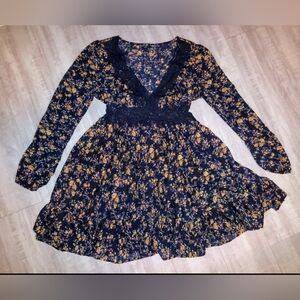 SHEIN Navy Floral Print Dress